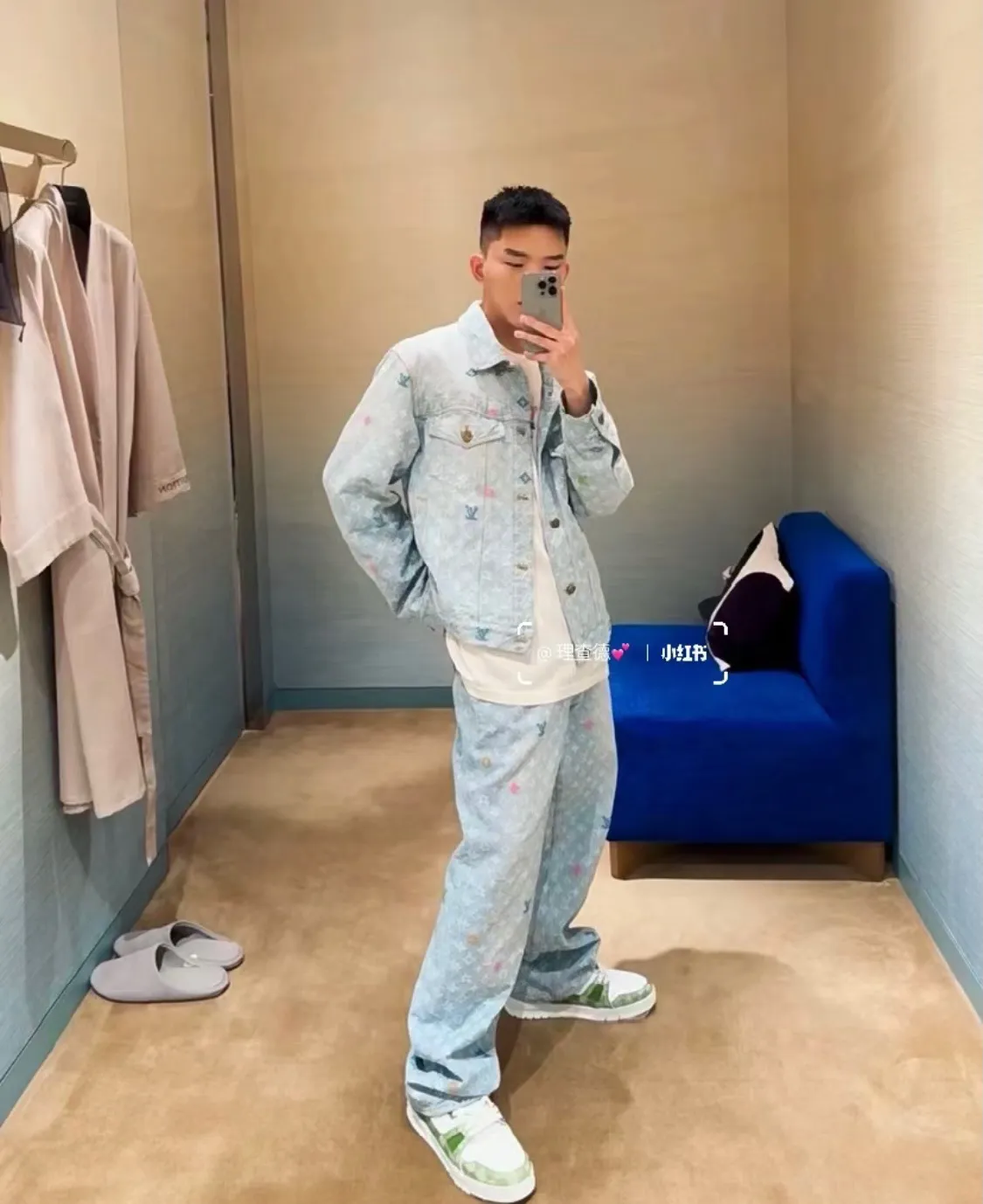 Louis Vuitton/Louis Vuitton Tyler joint style old flower jacquard embroidered jeans